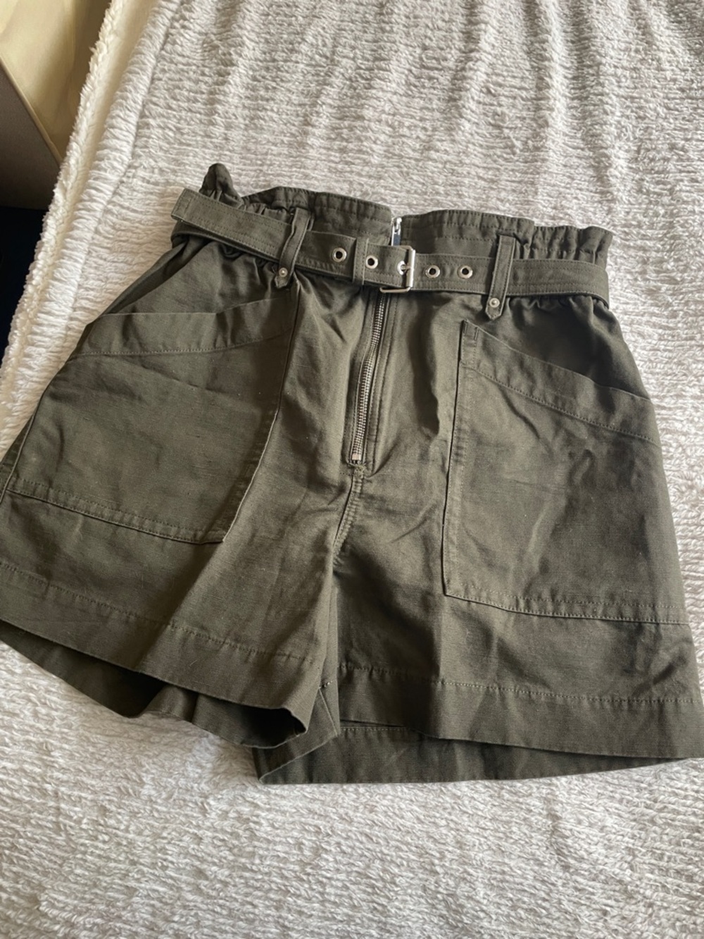 Banana Republic High-Waist Olive Utility Shorts with Belt